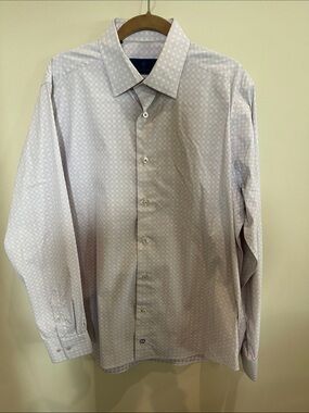 David Donahue Lavender Patterned Dress Shirt